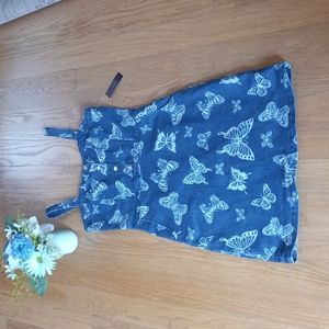 No Boundaries  Juniors Blue Butterfly Print Denim Dress